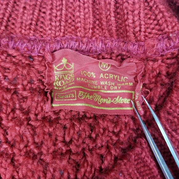 Vintage Sears Kings Road The Men's Store knit vest red size M medium v-neck - Picture 5 of 7